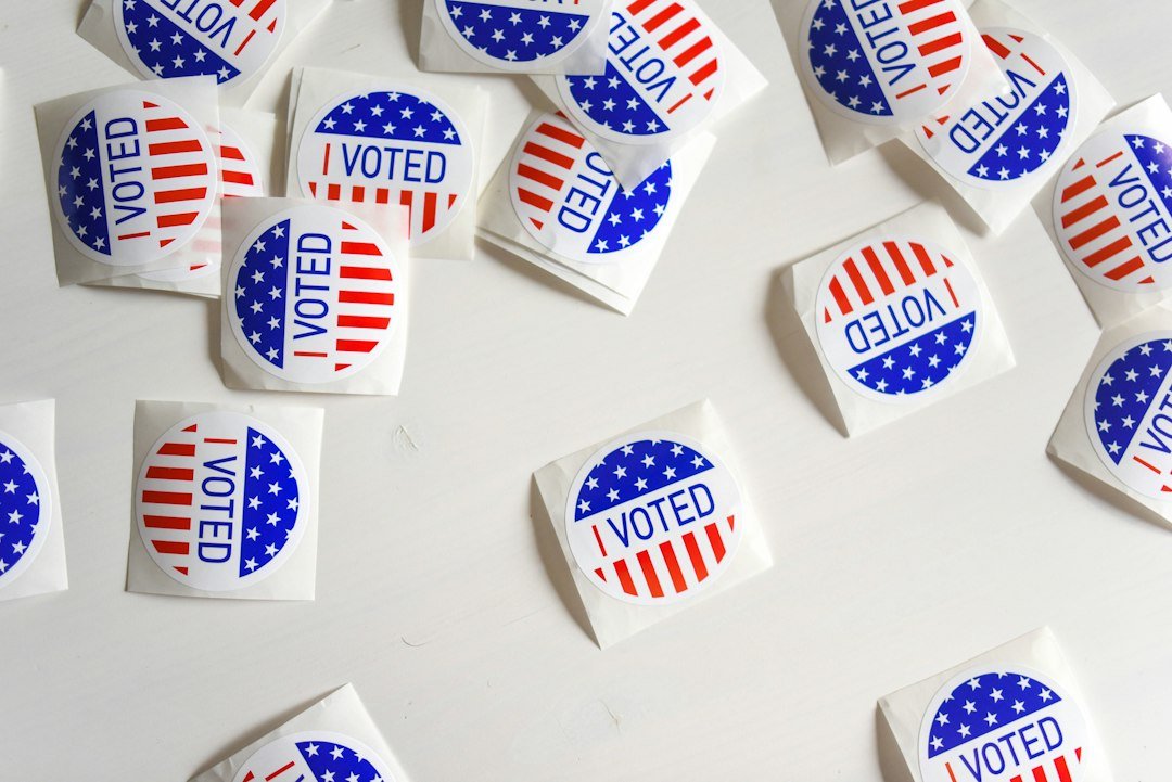 I Voted stickers on a white surface