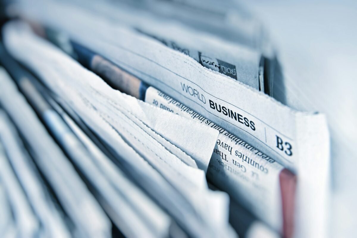 Folded newspaper pages