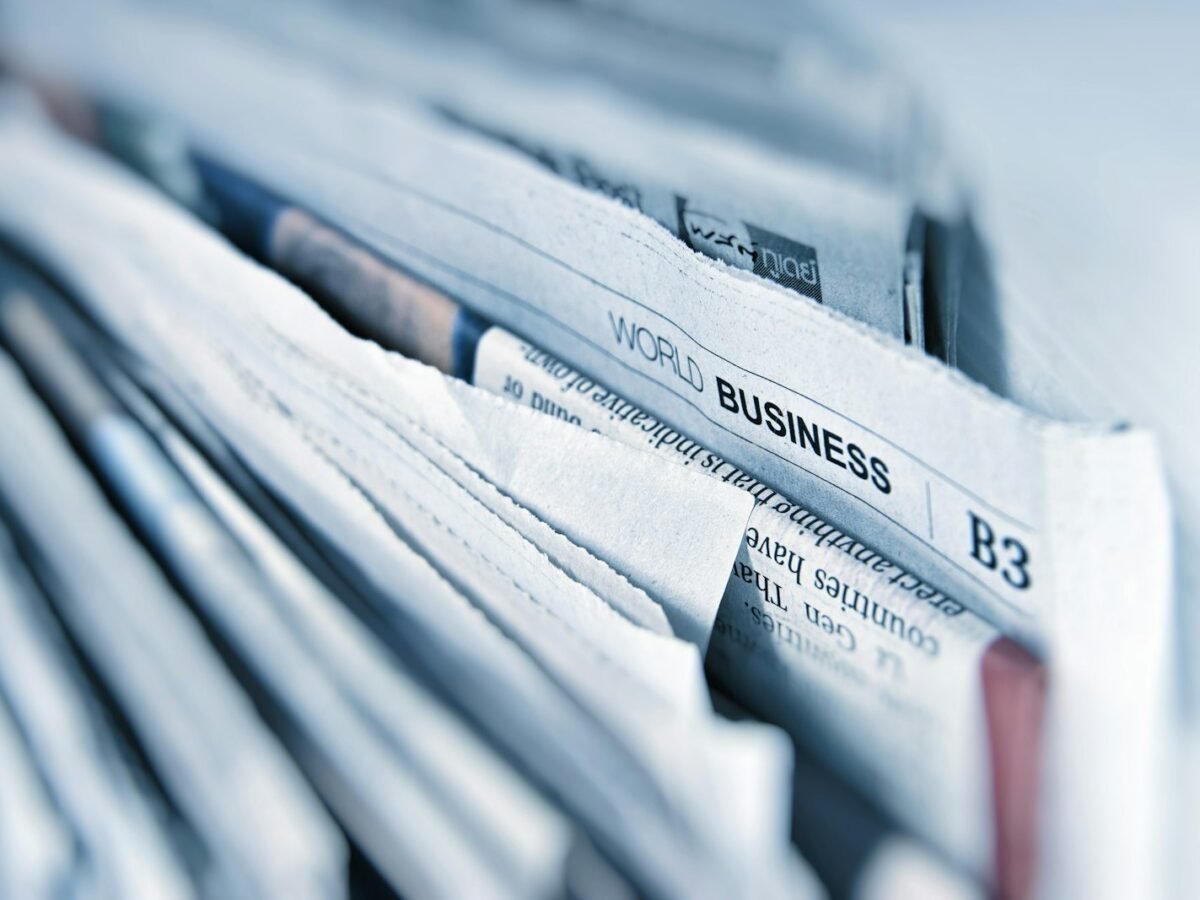 Folded newspaper pages