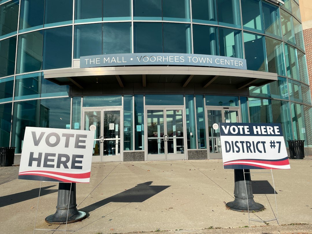 Vote Here signs outside a polling location