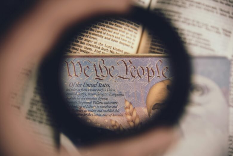 The opening words "We the People" on the U.S. Constitution